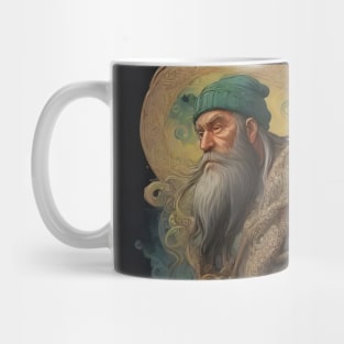 Trippy ancient man with abstract design Mug